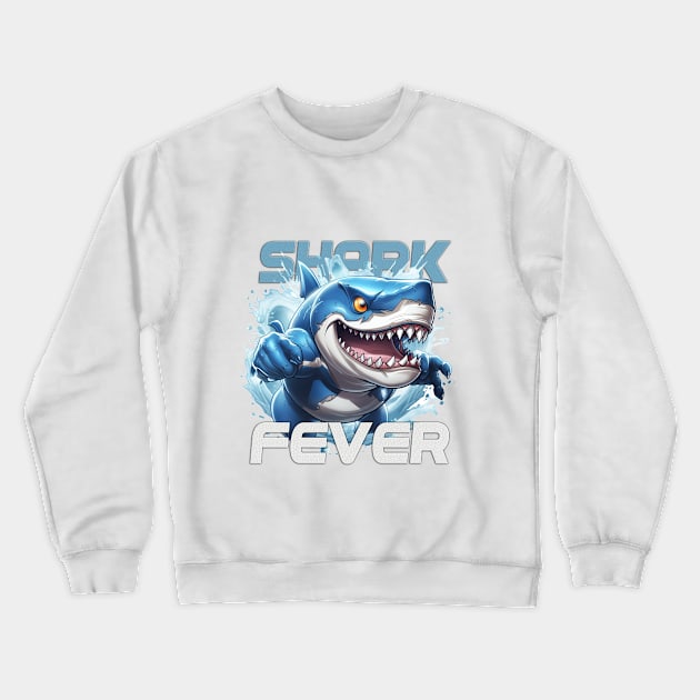 Shark Fever Splash Tee Crewneck Sweatshirt by cusptees